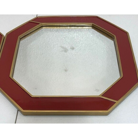 Nate Berkus Other - Nate Berkus La Rouse Designer Red Enamel Goldtone Octagon Wall Mirror Set MCM